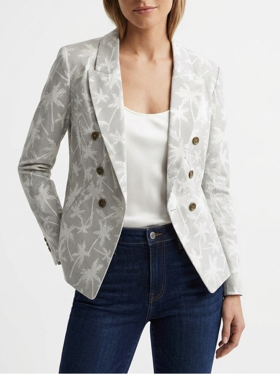 Manila Grace Jackets & Blazers - Manila Grace Double Breasted Palm Print Blazer Jacket Tropical Sz 44